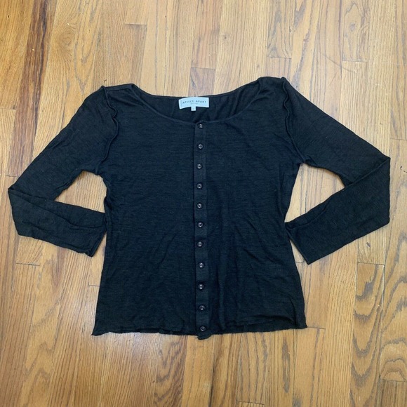Apiece Apart 100% linen black button top black size XS - Picture 3 of 6